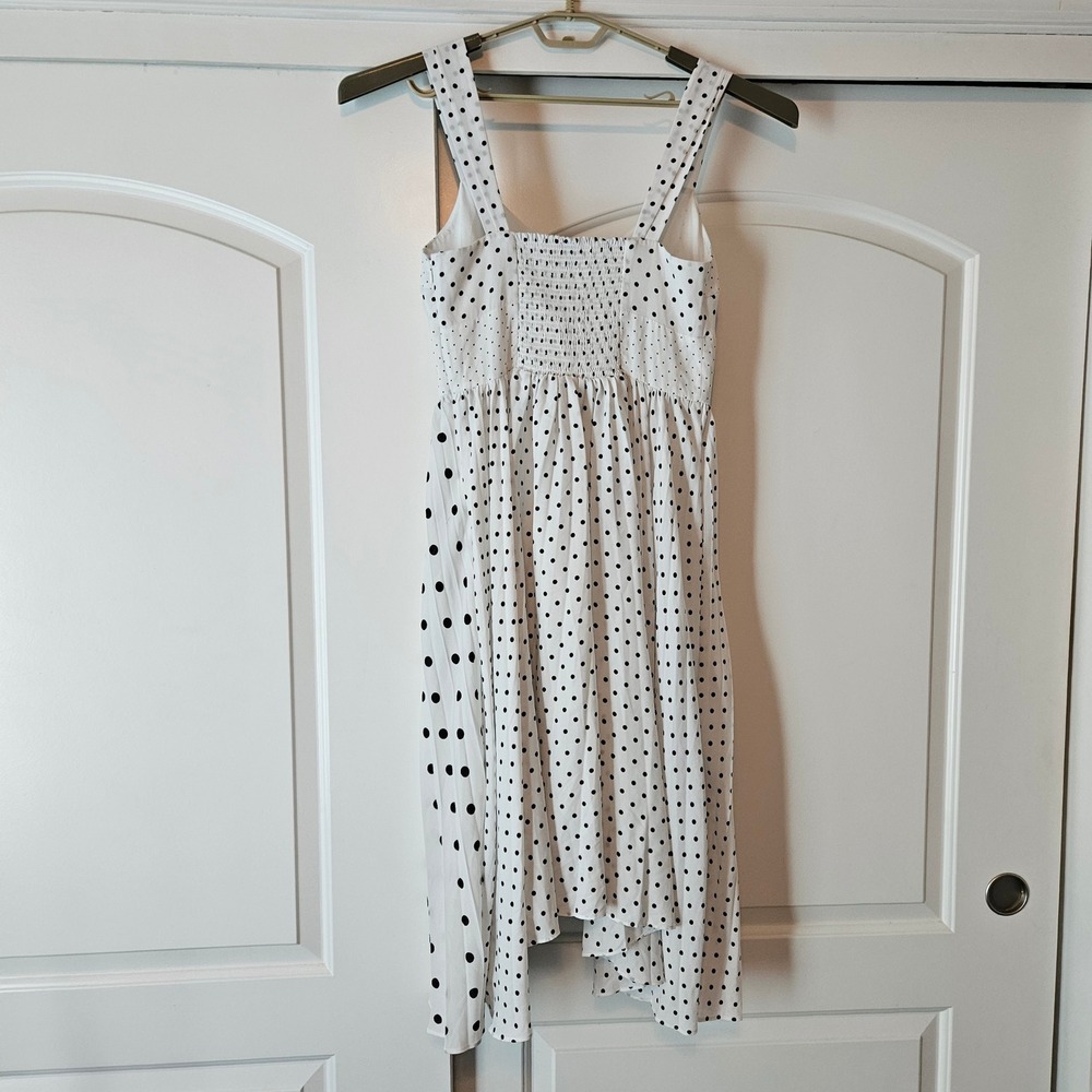 Banana Republic Dress White Polka Dot Pleated Twee 10 Retro Rockabilly - Picture 2 of 12